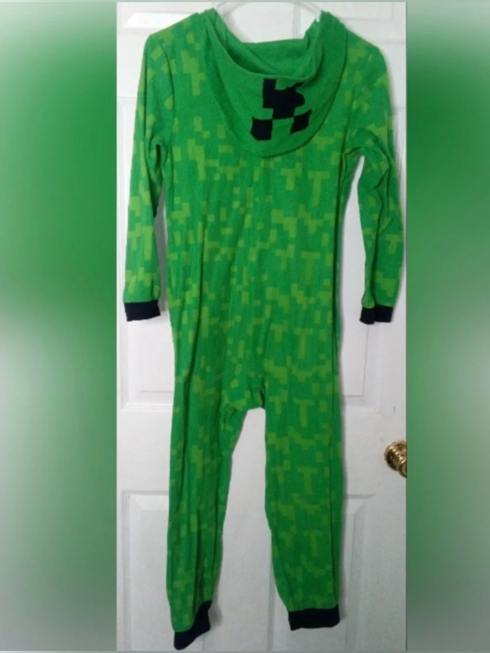Minecraft Green Fleece Hoodie Onesie  Pajamas Teen  14/16
